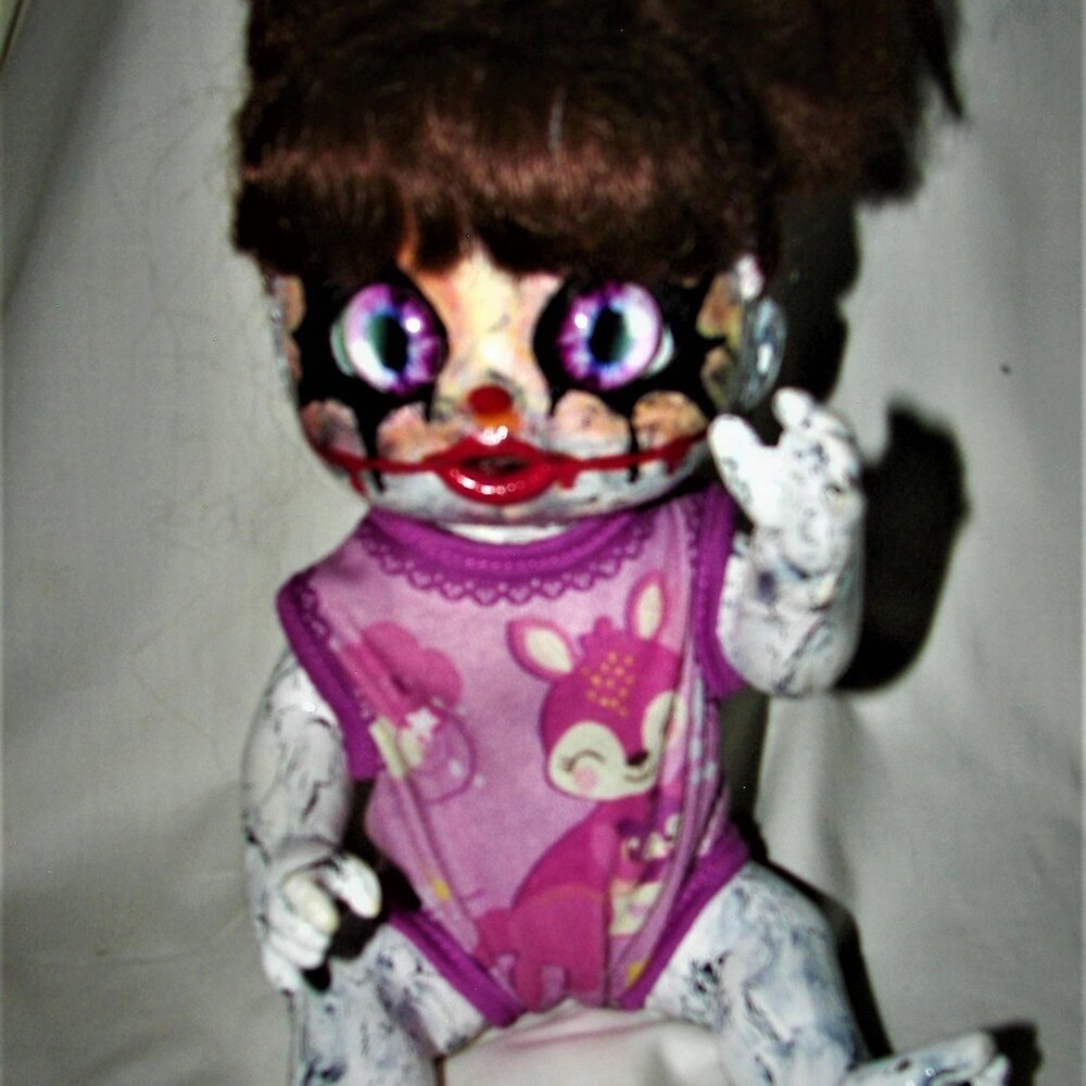 OOAK Halloween Creepy Scary Dolls props 8"to !6" Tall Porcelain/plastic $25 each